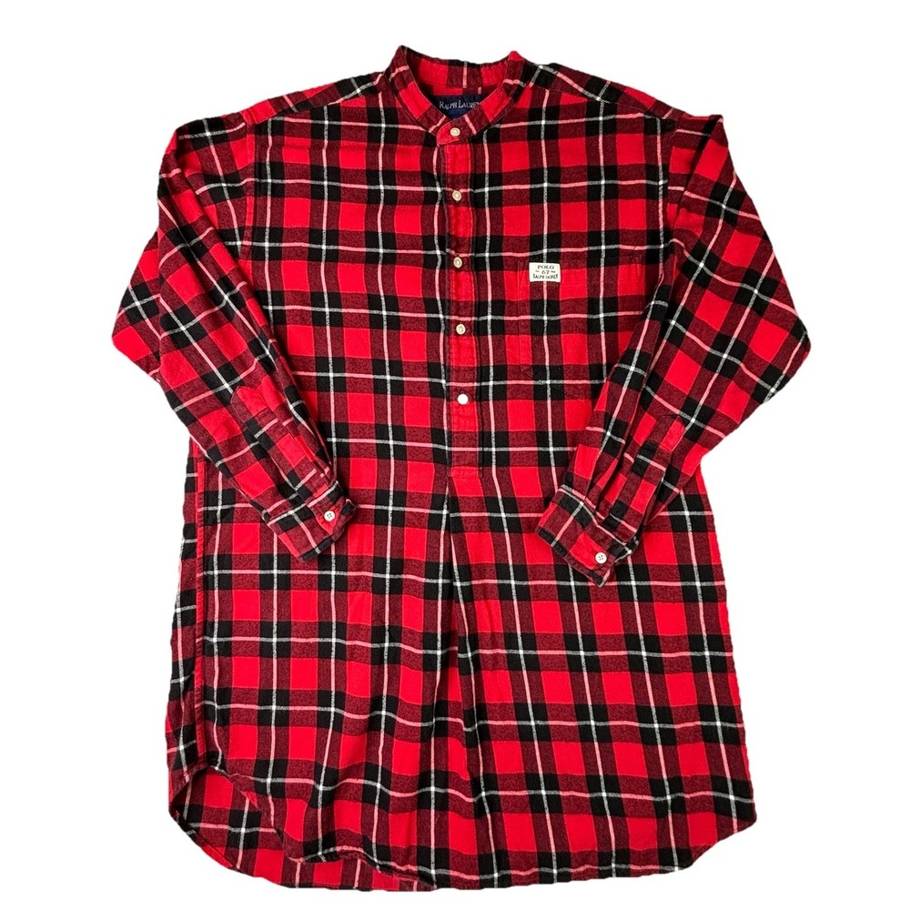 Polo Ralph Lauren Women's‎ Shirt Size Small Red Plaid Tunic Flannel Sleep pajama